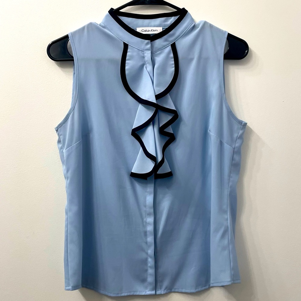 Calvin Klein Sleeveless (Hidden Button-Up) Blouse